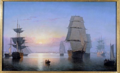 Puerto de Boston al atardecer en 1850 de Fitz Henry Lane