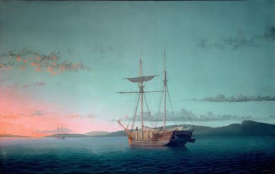Goletas madereras al atardecer en la bahía de Penobscot de Fitz Henry Lane