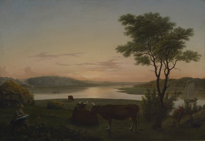 Entrada de Nueva Inglaterra con autorretrato, 1848 de Fitz Henry Lane