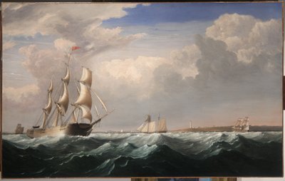 Barcos de vela frente a la costa de Nueva Inglaterra, c.1855 de Fitz Henry Lane