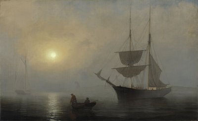Barco en la niebla, puerto de Gloucester de Fitz Henry Lane