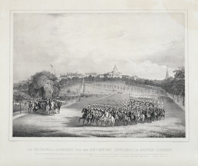 Los Lanceros Nacionales con los Oficiales de Revisión en Boston Common de Fitz Henry Lane