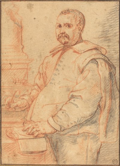 Un Erudito Escribiendo de Flemish 17th Century