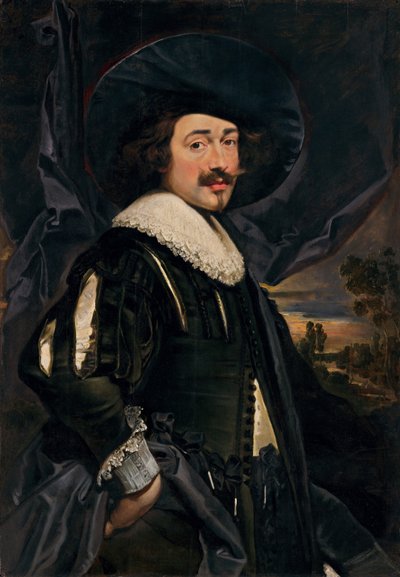 Retrato de un hombre con sombrero de ala ancha de Flemish 17th Century