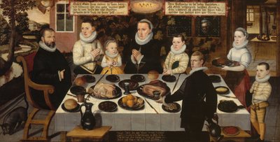 Una familia protestante durante la cena de Flemish School