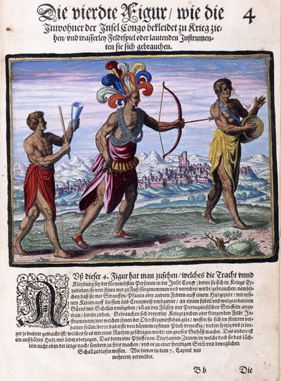 Una página del libro "Pequeños viajes, en alemán, Parte I: Congo de Pigafetta", 1597 de Flemish School