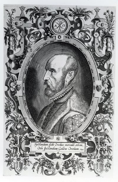 Abraham Ortelius, frontispicio de su Theatrum Orbis Terrarum, 1579 de Flemish School