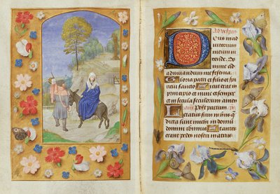 Añadir 54782 f.131v-132 La Huida a Egipto, de las Horas de Hastings, c.1475-83 (vitela) de Flemish School
