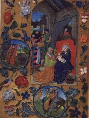 Añadir Ms 17280 fol.197b Adoración de los Reyes Magos, del Libro de Horas flamenco, Brujas (vitela) de Flemish School