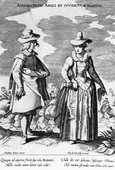 Adoloscentis Angli, tomado de Habitus Vararium Gentium Ornatus, hecho por Peiter de Jode I después de Sebastiaan Vranck, 1600-1634 de Flemish School
