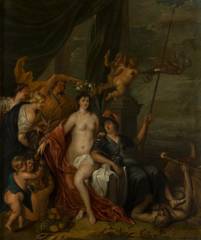 Una pintura alegórica de la paz, c.1630-1700 (óleo sobre cobre) de Flemish School
