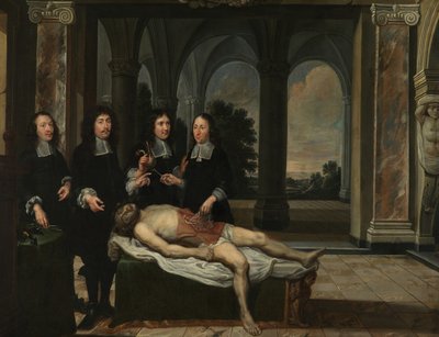 Lección de anatomía (óleo sobre lienzo) de Flemish School