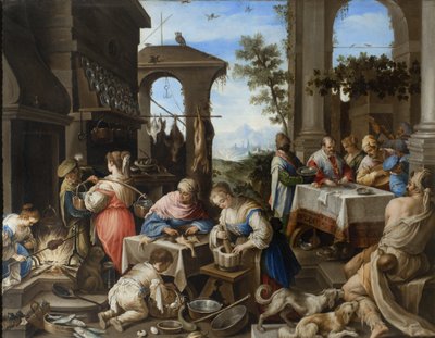 Banquete del rico Epulón, 1600-25 de Flemish School