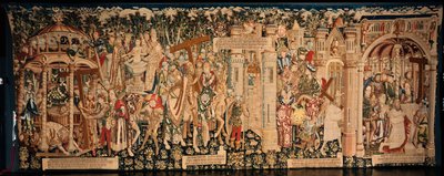 Catedral (La Seo, Catedral del Salvador de Zaragoza). El museo de tapices. Tapiz flamenco. La leyenda de la Santa Cruz (La leyenda de la Santa Cruz). California. 1450. 430x1120cm. de Flemish School