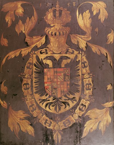 Escudo de armas de Carlos V, Emperador del Sacro Imperio Romano, 1558 de Flemish School