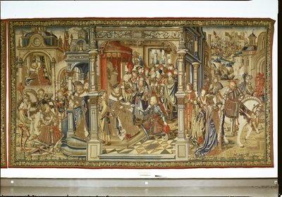 Los hijos de David, Amnón y Absalón, declaran la guerra entre sí, Tapiz de David y Betsabé, c.1510-15 de Flemish School