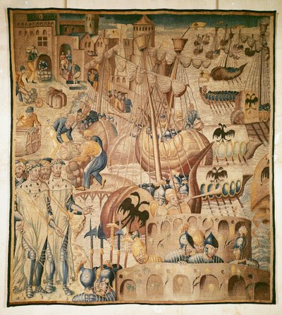Salida de una flota de barcos de Flemish School