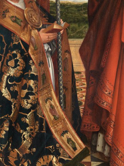 Detalle de Madonna con Petrus Wijts (óleo sobre tabla) de Flemish School