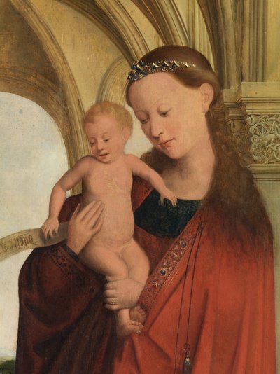 Detalle de Madonna con Petrus Wijts (óleo sobre tabla) de Flemish School