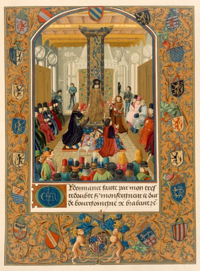 Duque Carlos el Temerario en medio de su corte con los Caballeros de la Orden del Toisón de Oro, 1473 de Flemish School