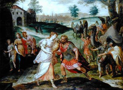 Eliezer y Rebeca en el pozo, c.1580 de Flemish School