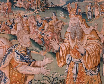 Tapiz flamenco. Alejandro ante Iaddo el sumo sacerdote (Alejandro ante el Sumo Sacerdote Iaddo). Taller de Oudenaarde. 374x447cm. Inv(830-B)4 00010. Siglo XVII. de Flemish School