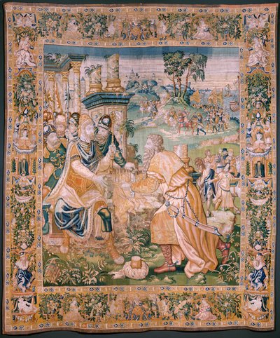 Tapiz flamenco. A Alejandro se le ofrece una corona. Taller de Oudenaarde. 384x316cm. Inv (83024)-5/00009. Siglo XVII. de Flemish School