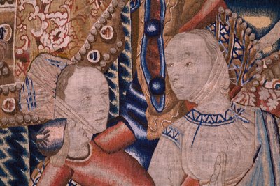 Tapiz flamenco. Pasando el Mar Rojo (Paso del Mar Rojo). Ca 1490. Detalle. de Flemish School