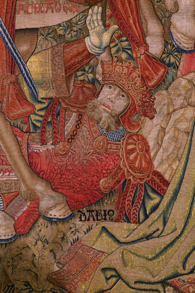 Flemish tapestry. Series Moralities: The virtue of the honours (De deugd van de Honores, La Virtud de los honores). Ca 1520. Detail de Flemish School
