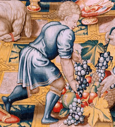 Tapiz flamenco. Serie La Historia de Aníbal. Juramento de Aníbal (Juramento de Aníbal). Primer tapiz de la serie. Caricaturas anónimo maestro de los Países Bajos. Fabricación de Bruselas, taller. Ca 1570. Tejido Lana y seda, 6,5/7 urdimbres por cm. Talla 3 de Flemish School