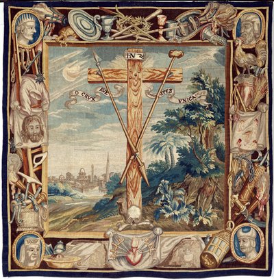 Tapiz flamenco. La Glorificación de la Santa Cruz. siglo 17. Propiedad de la iglesia Sint-Walburgakerk Oudenaarde (Dekenij van de Sint-Walburga). de Flemish School
