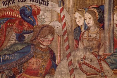 Tapiz flamenco. Triunfo del tiempo (De triomf van de Tijd, El triunfo del Tiempo). Lana y seda. 347x342cm. Colección privada. Ca 1504. Detalle. de Flemish School