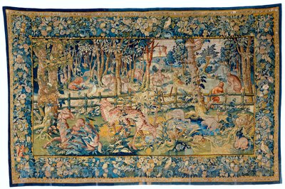 Bosque con animales exóticos de Flemish School