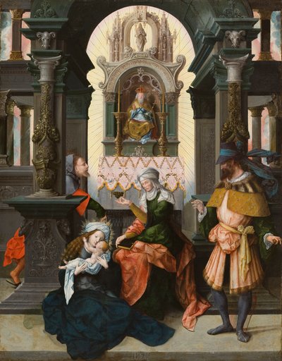 Sagrada Familia con Santa Ana y San Joaquín, 1525 de Flemish School