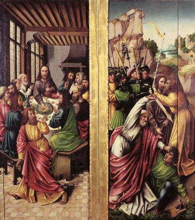 Beso de Judas y Última Cena, c.1500 de Flemish School