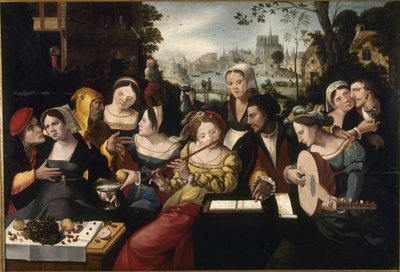 El hijo pródigo entre las cortesanas, hacia 1530 (óleo sobre madera) de Flemish School