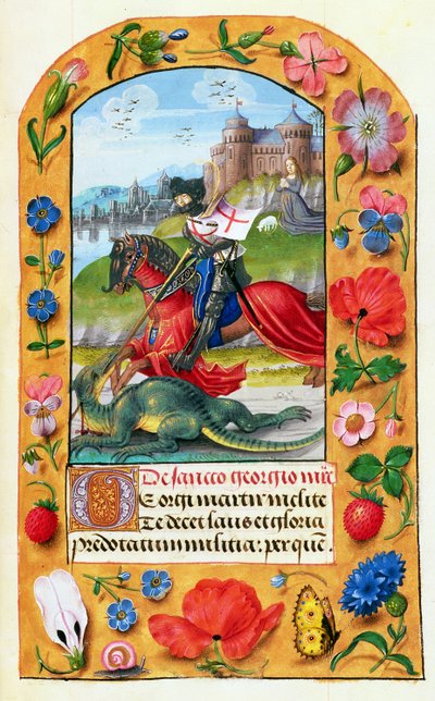 San Jorge y el Dragón, de un Libro de Horas, probablemente Brujas, c.1500-05 de Flemish School