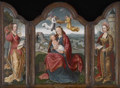Virgen con el Niño, Santa Bárbara y Santa Catalina, c.1520 (óleo sobre tabla) de Flemish School