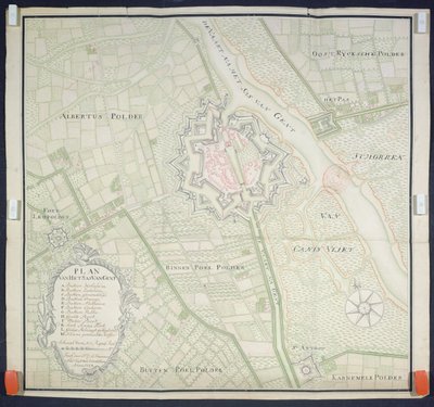 Mapa de Sas de Gant y áreas circundantes, 1759 de Flemish School