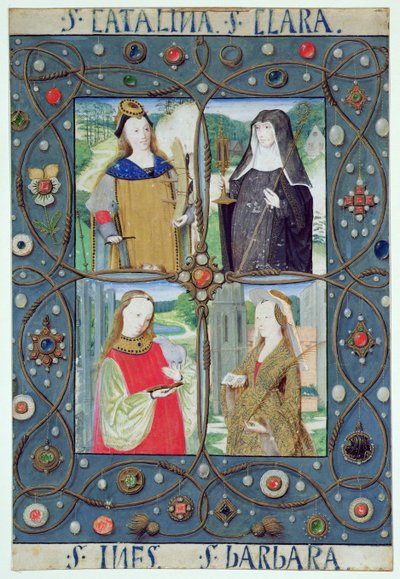 Marlay Cutting SP.5: Cuatro santas, de un Libro de Horas producido en Gante o Brujas, c.1510 de Flemish School