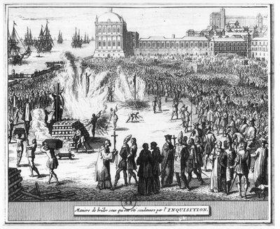 Método de quema de los condenados por la Inquisición de Flemish School