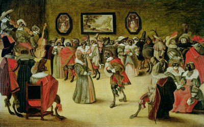 Monos y gatos en un baile de máscaras, 1632 de Flemish School