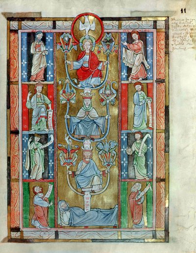 El Árbol de Jesé, de De Laudibus Sancte Crucis por Rabanaus Maurus (c.780-856) de la Abadía de Anchin de Flemish School