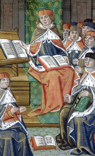 Conferencia en el salón, de De Medina Fen I. II, de Avicena (980-1037) de Flemish School