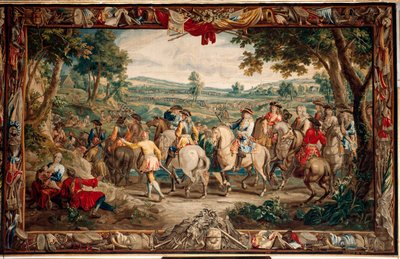 Palacio (complejo del castillo de Schleißheim). Tapiz flamenco. Taller de Bruselas Judocus De Vos. Diseño Lambert De Hondt. La marcha (La Marche). 400x640cm. Lana y seda. Ca 1715 - 1724. de Flemish School