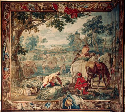 Palacio (complejo del castillo de Schleißheim). Tapiz flamenco. Taller de Bruselas Judocus De Vos. Diseño Lambert De Hondt. Alimentación (Foragement). 400x510cm. Lana y seda. Ca 1715 - 1724. de Flemish School