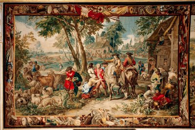 Palacio (complejo del castillo de Schleißheim). Tapiz flamenco. Taller de Bruselas Judocus De Vos. Diseño Lambert De Hondt. Saqueo (Pillaje). 400x595cm. Lana y seda. Ca 1715 - 1724. de Flemish School