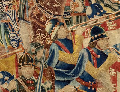 Parish museum of tapestries (Museo Parroquial de Tapices de Pastrana). Flemish tapestry. Take of Arcila (Toma de Arcila, Asalto de Arcila, De inname van Arzila). Series Conquests of king Alfonso I of Portugal (Conquistas de Alfonso V de Portugal). Tournai. de Flemish School