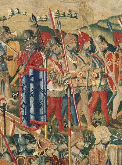 Museo Parroquial de Tapices (Museo Parroquial de Tapices de Pastrana). Tapiz flamenco. El desembarco de Arzila (El desembarco de Arzila, Desembarco y Arzila). Serie Conquistas del Rey Alfonso I de Portugal (Conquistas del Rey Alfonso V de Portugal). Torneo de Flemish School