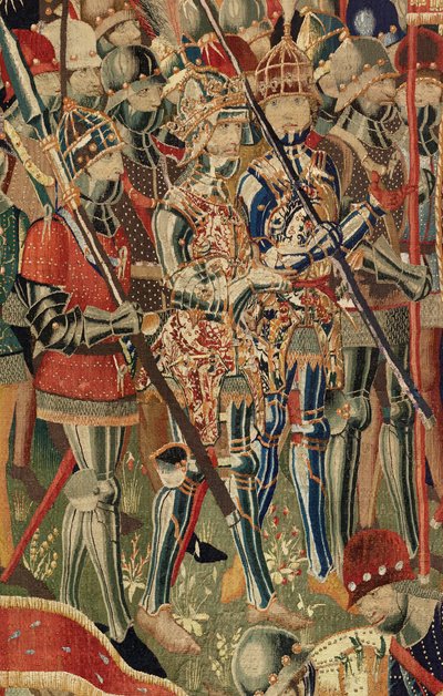 Museo Parroquial de Tapices (Museo Parroquial de Tapices de Pastrana). Tapiz flamenco. El desembarco de Arzila (El desembarco de Arzila, Desembarco y Arzila). Serie Conquistas del Rey Alfonso I de Portugal (Conquistas del Rey Alfonso V de Portugal). Torneo de Flemish School